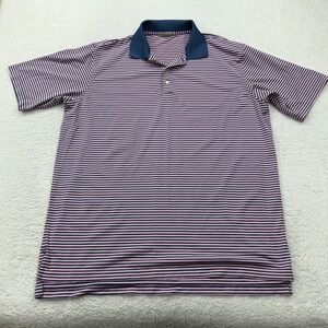 Peter Millar Mens XL Summer Comfort Striped Polo Shirt Pink Navy Golf Casual